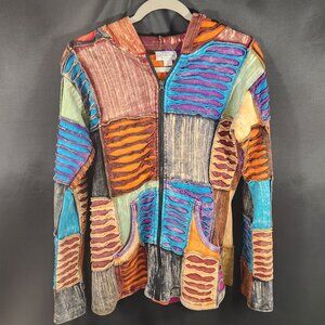 The Collection Royal Women’s 100% Cotton Full Zip Boho Hoodie Size L (L-17)